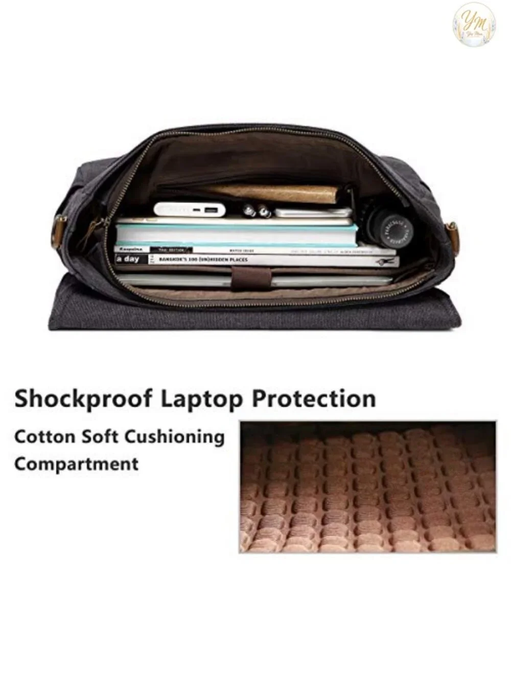 Vintage Water Resistant Canvas Laptop Messenger Bag for Men 15.6